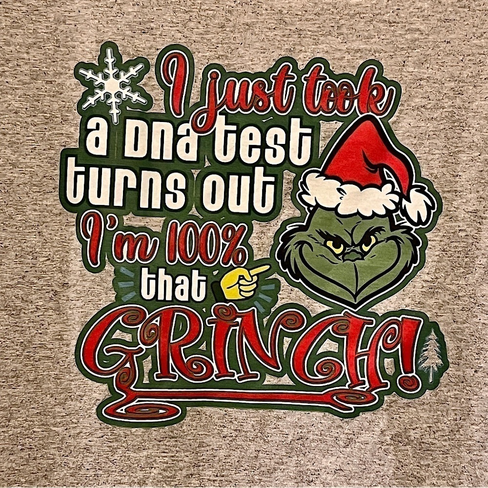 Grinch Christmas Long Sleeve T-Shirt Heather Gray New